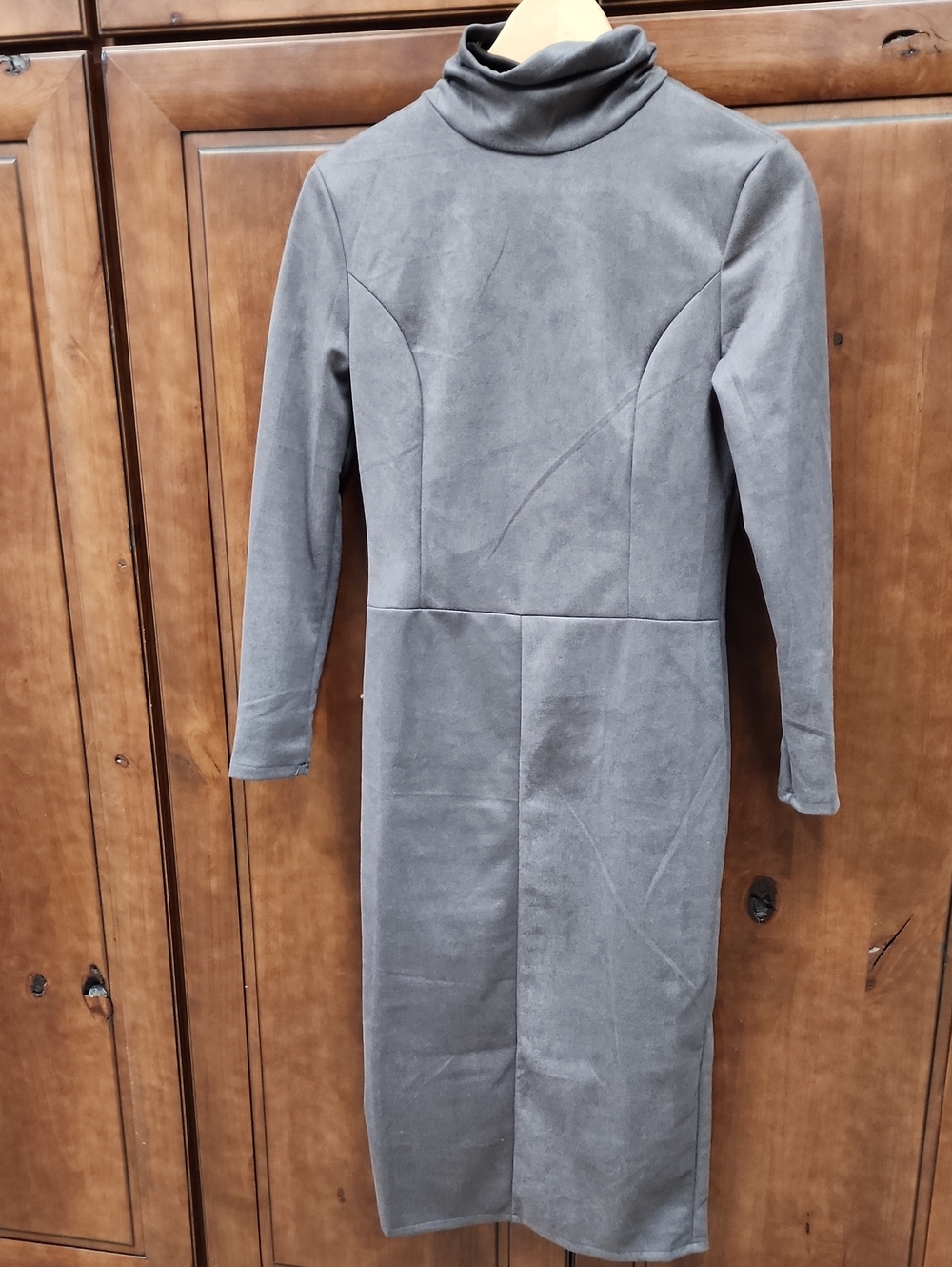 Women’s Grey Long Sleeve Turtleneck Dress